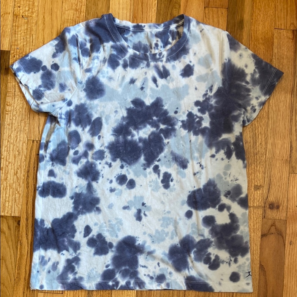 Danskin Blue and White Tie-Dye Short Sleeve Tee